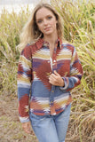 Women’s Aztec Print Snap Button-Up Western Jacket | Zarnesh