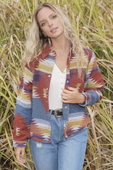 Women’s Aztec Print Snap Button-Up Western Jacket | Zarnesh