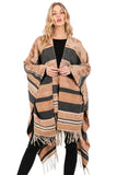Women’s Aztec Pattern Fringe Ruana Poncho Wrap Shawl | Zarnesh
