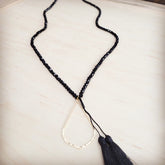 Women’s Faceted Midnight Gilded Lariat Long Tassel Necklace | Zarnesh