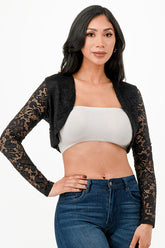 Women’s Lace Cropped Long Sleeve Shrug Cardigan | Zarnesh