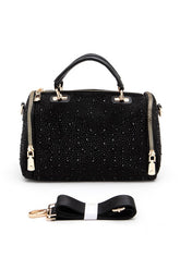 Women’s Rhinestone Metallic Two-Zipper Handbag | Zarnesh