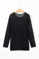 Women's Sheer Solid Crochet Hollow-Out Long Sleeve Sweater | Zarnesh