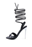 Women's Sheeny Clear Stiletto Lace-Up Sandal | Zarnesh