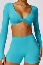 Women’s Quick-Drying Long Sleeve Twist Tight-Fitting Yoga Bra | Zarnesh