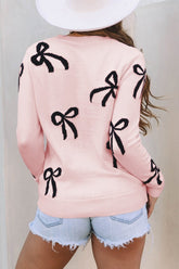 Women’s Bow Knit Pullover Crewneck Sweater | Zarnesh