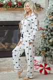 Women's Bow Tie Long Sleeve Top Pants Pajama Set | Zarnesh