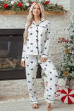 Women's Bow Tie Long Sleeve Top Pants Pajama Set | Zarnesh