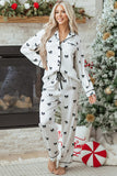 Women's Bow Tie Long Sleeve Top Pants Pajama Set | Zarnesh
