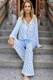 Women’s Bow Tie Shirt Pants Wide Leg Pajama Set | Zarnesh