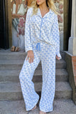 Women’s Bow Tie Shirt Pants Wide Leg Pajama Set | Zarnesh