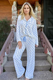 Women’s Bow Tie Shirt Pants Wide Leg Pajama Set | Zarnesh