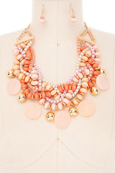 Women’s Braided Beads Statement Bib Necklace Set | Zarnesh