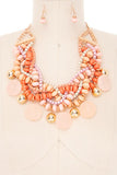 Women’s Braided Beads Statement Bib Necklace Set | Zarnesh