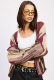 Women’s Color Mixed Striped Open Front Cardigan Top | Zarnesh