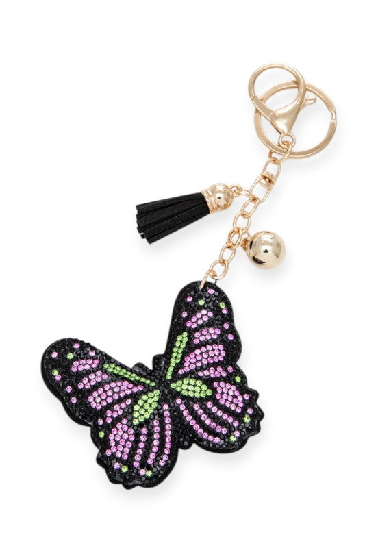Women’s Butterfly Rhinestone Pillow Key Chain | Zarnesh
