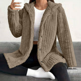 Women’s Button-Down Plush Fleece Hooded Fleece Jacket | Zarnesh