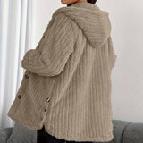 Women’s Button-Down Plush Fleece Hooded Fleece Jacket | Zarnesh