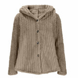 Women’s Button-Down Plush Fleece Hooded Fleece Jacket | Zarnesh