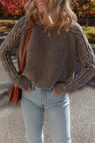 Women’s Cable Knit Long Sleeve Textured Pullover Sweater | Zarnesh