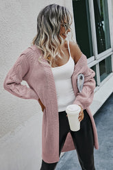 Women’s Cable Knit Long Sleeves Open Front Cardigan | Zarnesh