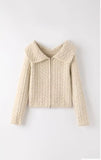 Women's Cable Knit Long Sleeves Zip-Up Cardigan | Zarnesh