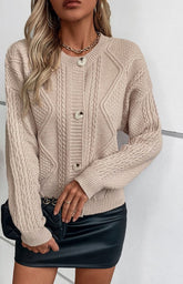 Women’s Cable Knit Textured Button Up Cardigan | Zarnesh
