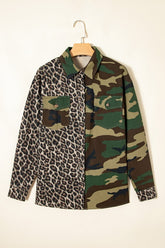 Women’s Camo Leopard Patchwork Button-Up Shacket | Zarnesh