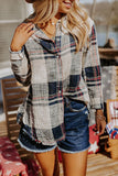 Women’s Casual Plaid Raw Edge Button Down Print Shirt | Zarnesh