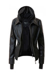 Women Hood PU Leather Jacket | Zarnesh