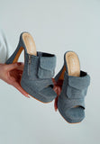 Women's Celidih Denim Pouch Detail High Heel Sandals | Zarnesh