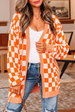 Women’s Checker Open Front Drop Shoulder Cardigan Sweater | Zarnesh