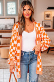 Women’s Checker Open Front Drop Shoulder Cardigan Sweater | Zarnesh