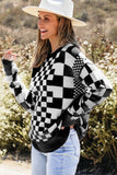 Women's Checker Round Neck Drop Shoulder Sweater | Zarnesh