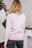 Women’s Checkered Christmas Tree Buttoned Cardigan Sweater | Zarnesh