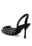Women’s Checkered Freya Mesh Pointy Stiletto Heels | Zarnesh