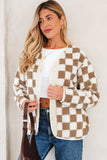 Women’s Checkered Sherpa Button Down Chunky Jacket | Zarnesh