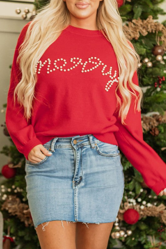 Women’s Christmas Beaded Merry Pearl Pullover Sweater | Zarnesh