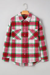 Women’s Christmas Flannel Plaid Button-Up Shacket | Zarnesh
