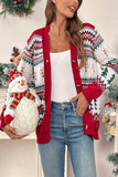 Women's Christmas Print Knit Button Down Loose Cardigan | Zarnesh