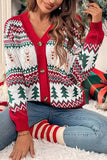 Women's Christmas Print Knit Button Down Loose Cardigan | Zarnesh