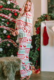 Women’s Christmas Reindeer Print Isle Stripe Holiday Pajama Set | Zarnesh