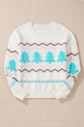 Women’s Christmas Ribbed Trim Chevron Stripe Sweater | Zarnesh