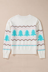 Women’s Christmas Ribbed Trim Chevron Stripe Sweater | Zarnesh