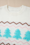 Women’s Christmas Ribbed Trim Chevron Stripe Sweater | Zarnesh
