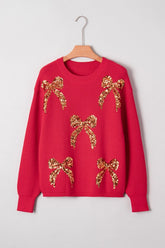 Women’s Christmas Sequin Bow Drop Shoulder Sweater | Zarnesh