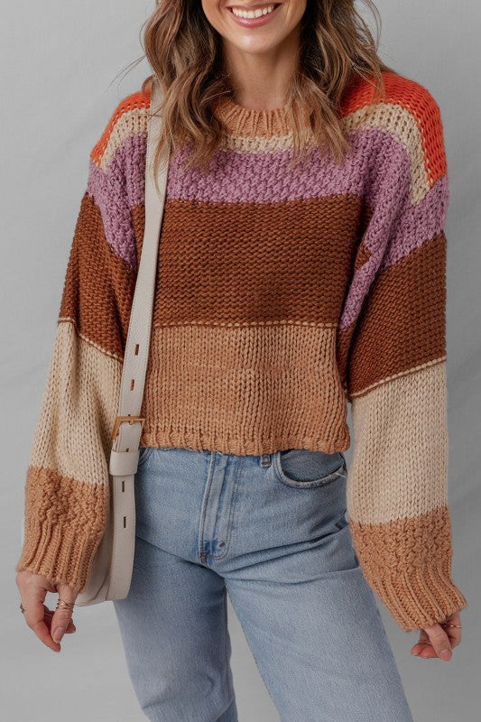 Women’s ColorBlock Chunky Striped Drop Shoulder Sweater | Zarnesh
