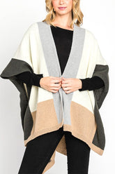 Women's Color Block Soft Knit Winter Shawl Wrap Poncho | Zarnesh