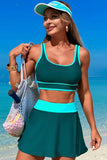 Women’s Color Block Two Pieces High Waisted Skirt Swimsuit | Zarnesh