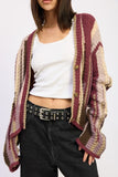 Women’s Color Mixed Striped Open Front Cardigan Top | Zarnesh